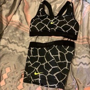 Nike pro compression shorts with sports bra